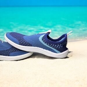 Speedo Toddler Boys Water Shoes Size Small US 11/12 Black Blue Slip-On Aqua Shoe